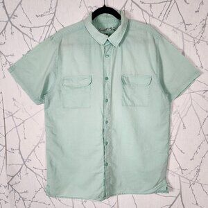 Kenneth Blake Mint Green Linen Cotton Blend Short Sleeve Shirt